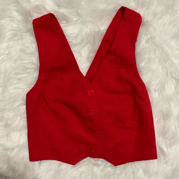 Anthropologie Red Crop Top - Picture 4 of 9